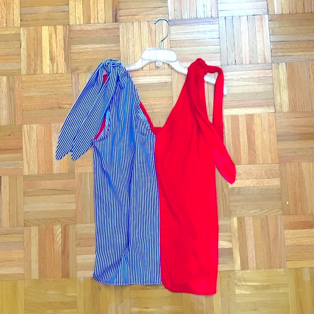 Blousy Tank NWT SugarFox - Red/White/Blue Color-block & Striped Women’s Sz Small